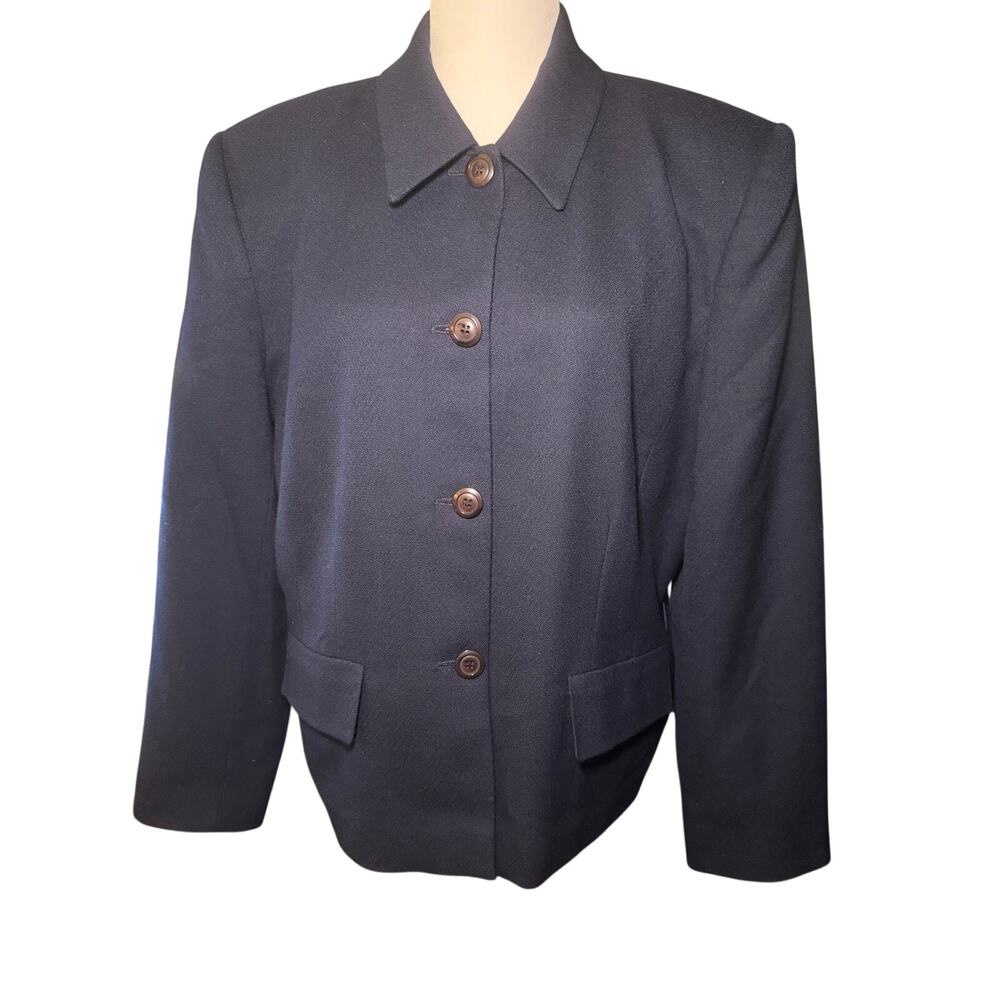 Pendleton Vintage Navy Blue 100% Virgin Wool Blazer Jacket, Made In USA, Size 14